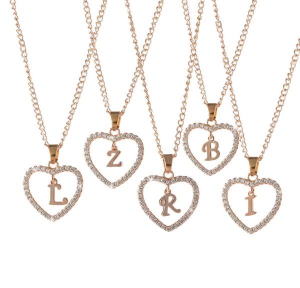 

new fashion handmade women gift rose gold plated crystal letter pendant necklace4567713, Silver