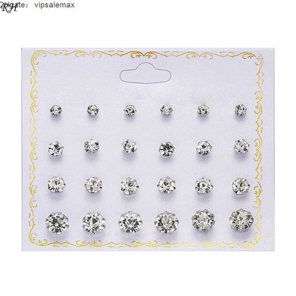 

12 pairs/set crystal simulated pearl earrings set women jewelry accessories piercing ball stud earring kit bijouteria brincos, Golden