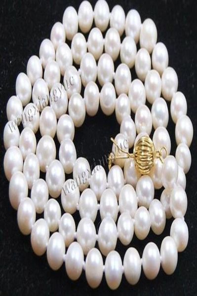 

78mm natural akoya cultivated white pearl necklace jewelry 32 quot1670120, Silver