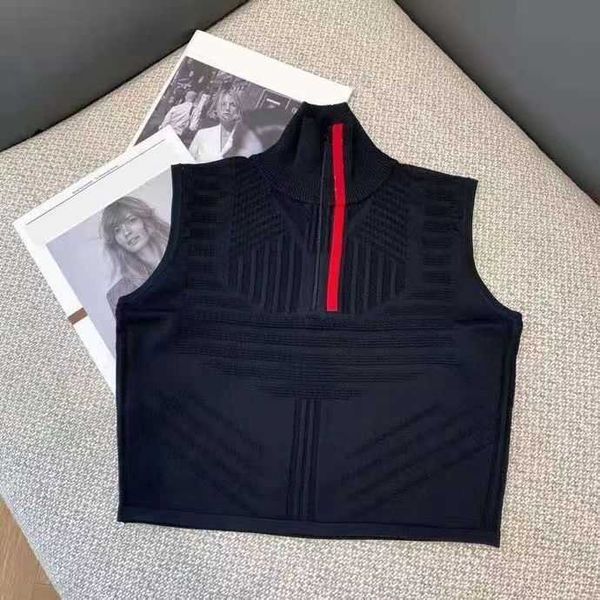 

womens knits tees vests sleeveless blouse shirts sweater zippers striped high neck slim vest shirt design s-l, White