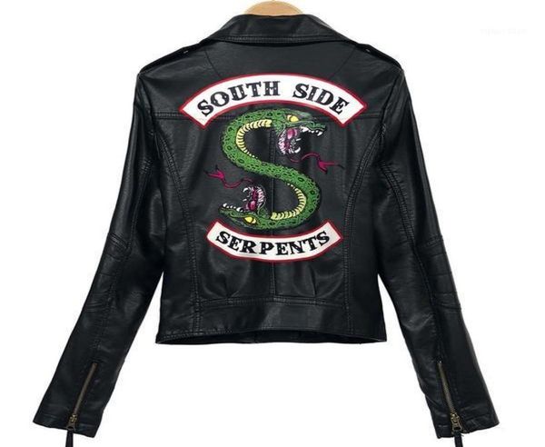 

women039s jackets 2021 riverdale pu printed logo southside serpents women streetwear leather jacket9768002, Black;brown