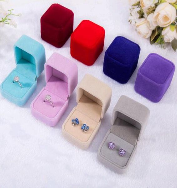 

new fashion 10 color square velvet jewelry box red small box wedding necklace ring earrings box3716378, Black;white