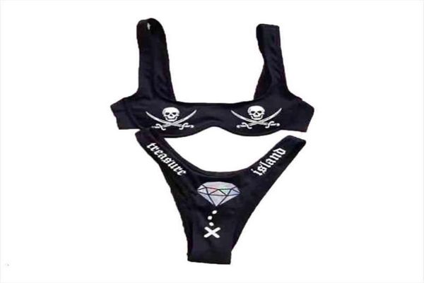 

womens swimsuit gothic punk fashion high waist chest support skeleton diamond pirate black bikini suit 9846153, White;black