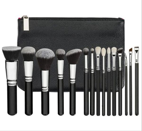 

mermaid 15pcsset makeup brushes with pu bag professional brush for powder foundation blush eyeshadow eyeliner blending pencil1602511