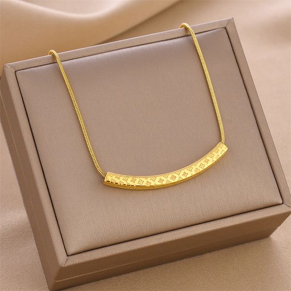 

luxury brand clover pattern curved tube pendant necklace 18k gold jewelry for women gift, Silver