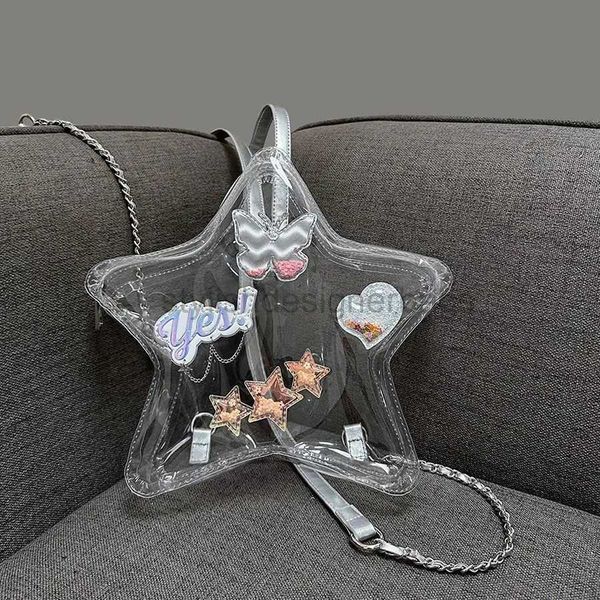 

cross body 2023 new transparent silver five point star sparkling laser letter love crossbody bag creative chain backpackstylishdesignerbags