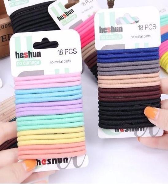 

18pcssets kids color hair tie set women fashion bands hair accessories trendy hairband women elastic sets braid elastic8366920, Brown