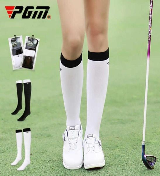 

pgm golf socks women running stockings girls soft breathable sports socks over knee high stocking tennis fitness bicycle wz012 h095440482, Black