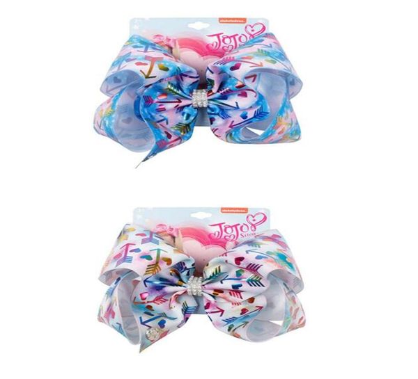 

4pcs lot hair accessories 8 large hair bows for girls print ribbons hair clips with rhinestone jojo bowknot kids hairgrips277f2185142, Slivery;white