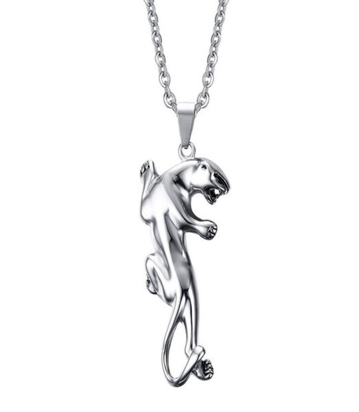 

high polished wild mens womens creative titanium steel smooth leopard cheetah pendant necklace animal jewelry2753832, Silver
