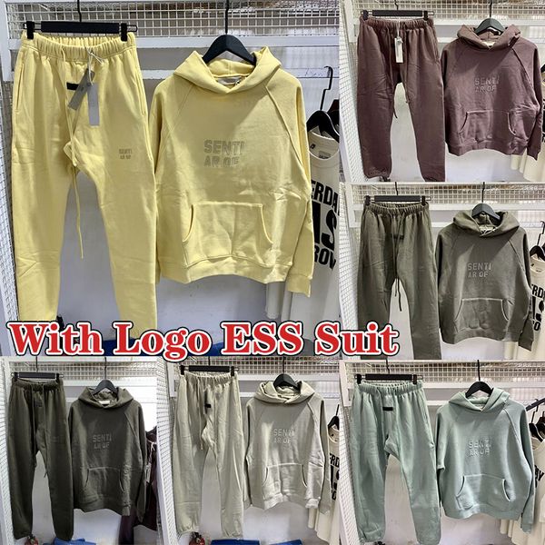 

fashion men plush hoodie tracksuits man womens designer streetwear tracksuit loose hoodies suit mens warm streetwear pullover suits essentia, Gray