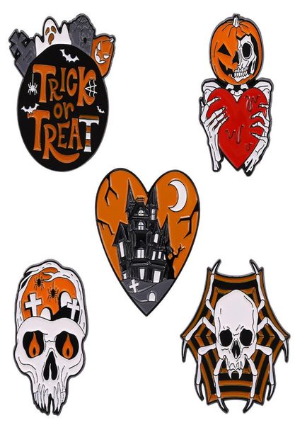 

halloween enamel brooch pins skeleton spooky pumpkin brooches badge gothic jewelry 1469 e38520594, Gray