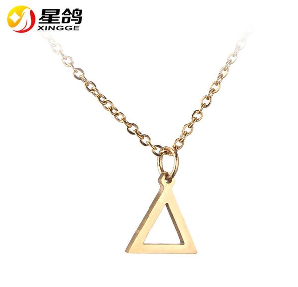 

silvergold stainless steel geometric necklaces triangle pendant necklace for men and women fans souvenir gift8543940, Silver