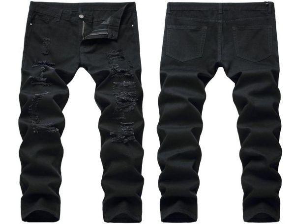 

men high street ripped jeans black trendy men pants012347254592, Blue