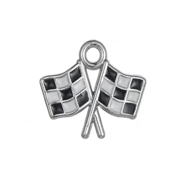 

jf118 new arrival zinc alloy enamelled black and white flag charms pendant for diy making jewelry68970476421423, Silver