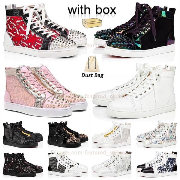

famous spikes red shoes platform bottoms boots sneakers rivets black white sliver pink grey glitter flat big size us13 casual shoes mens wom
