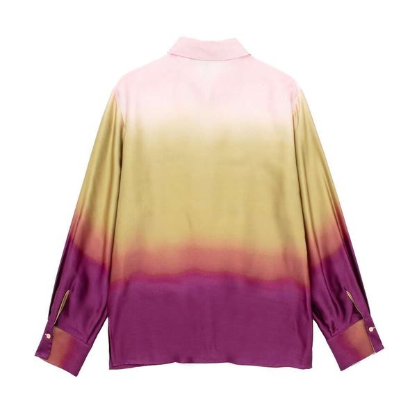 

spring and summer style gradient womens blouses color loose long sleeved shirt fashionable design, White