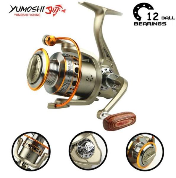 

yumoshi 20007000 12bb 551 feeder fishing reel metal spinning reels carp fishing reels carretilha de pesca moulinet c181106013157615