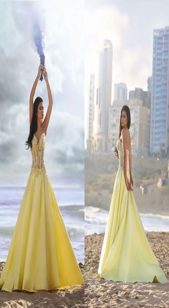 

yellow arabic style long evening dresses sweetheart illusion bodice appliques boning satin formal evening wear 2018 prom dres3977301, Black;red