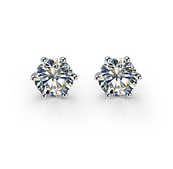 

1ct pair silver 18k gold plated 6 prong earring synthetic diamond stud earrings for women synthetic diamond wedding earrings5842223, Golden;silver