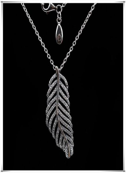 

glitter feather necklace 925 sterling silver for p jewelry fashion elegant ladies necklace with original box 277595821
