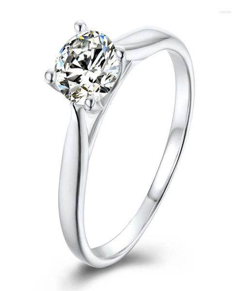 

cluster rings anziw four prongs 925 sterling silver moissanite diamond 5mm solitaire round wedding engagement women jewelry5114289, Golden;silver