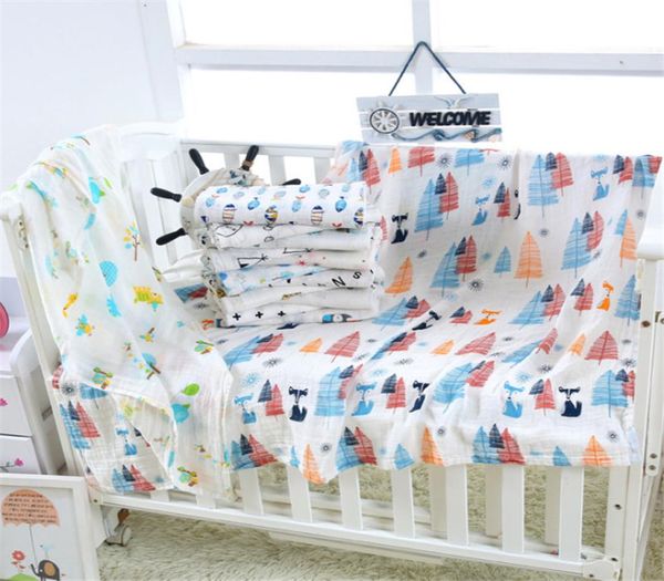 

new infant muslin blanket baby newborn swaddle wrap stroller cover cartoon animal letters printed crawling soft double layer towel3192348