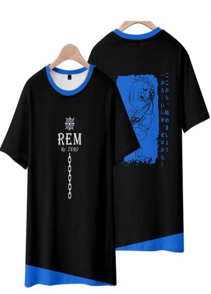 

japan anime re zero 3d t shirt women men kara hajimeru isekai seikatsu ram rem emilia short sleeve funny tshirt cosplay costume3424139, Black