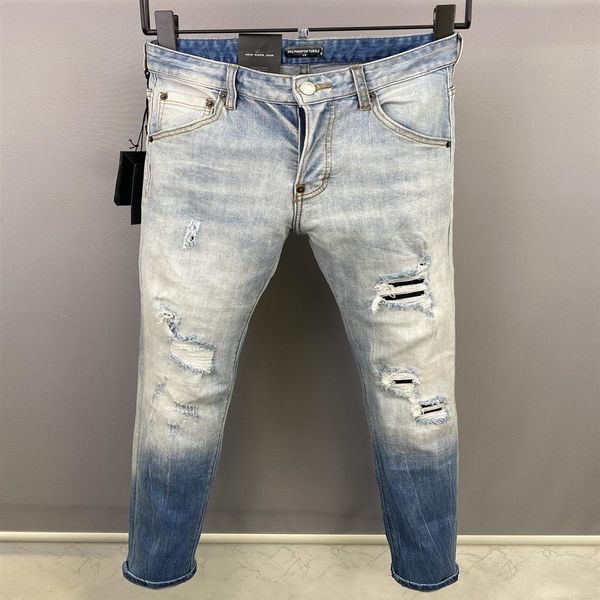 

dsq phantom turtle men's jeans classic fashion man jeans hip hop rock moto mens casual design ripped jeans distressed skinny 290d, Blue