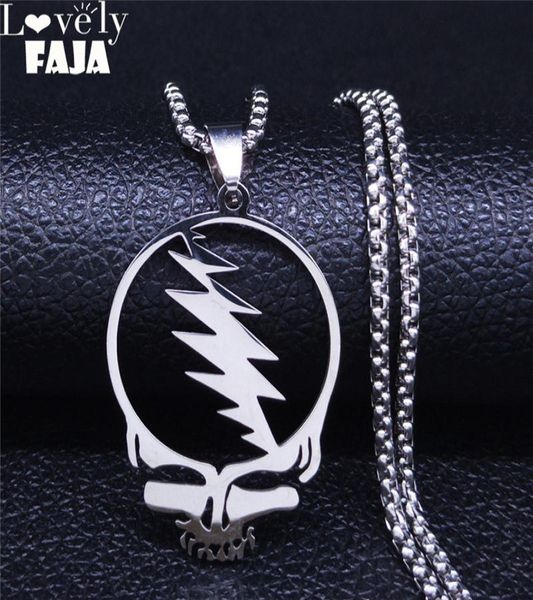 

afawa grateful dead skull stainless steel chain necklace for menwomen silver color necklace jewelry cadenas mujer n4206s038802597