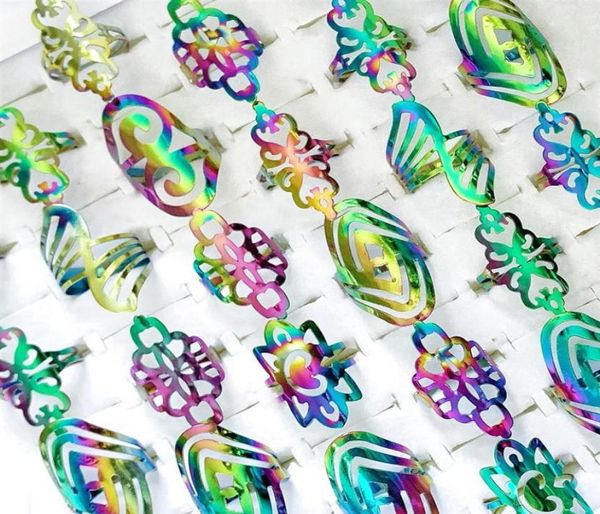 

whole 50pcs rainbow cut assorted desgin alloy rings fashion cool summer men party gifts jewelry217w2304331, Silver
