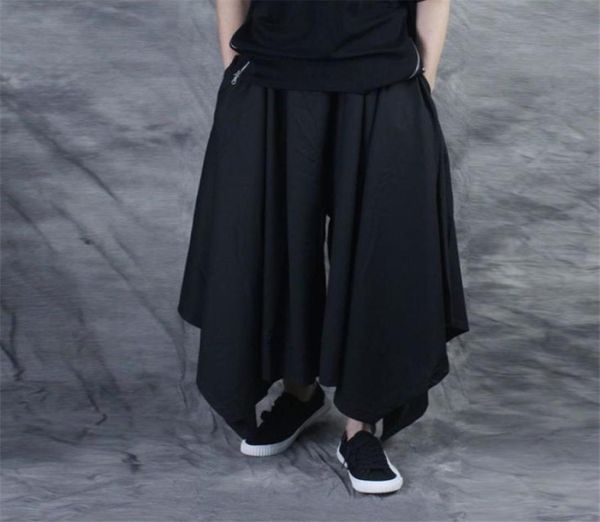 

men039s pants vintage men elastic casual baggy hakama hiphop gypsy cotton linen widelegged loose drawstring hiphop8959957, Black