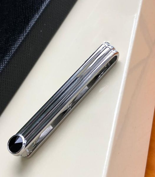 

luxury designer tie clip for men exquisite steel black diamond gift with stamp m088170748, Silver