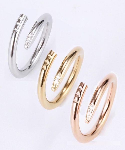 

women love rings titanium steel cz diamond designer single nail ring european american fashion classic casual couple rose gold sil2242785, Silver