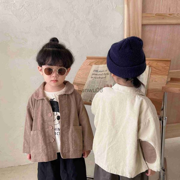 

jackets autumn boys and girls patch corduroy casual jackets loose singlebreasted coats x0811, Blue;gray