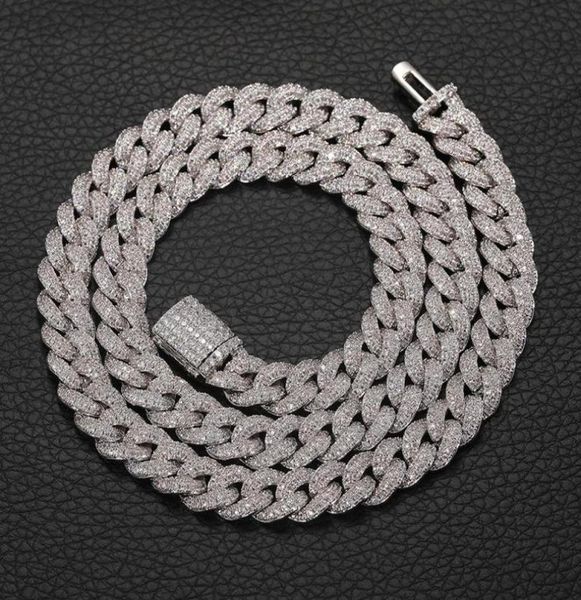 

chains 7quot24quot s925 sterling silver 8mm round cuban link chain chokers necklace bling iced out rapper jewelry for men wom4664473