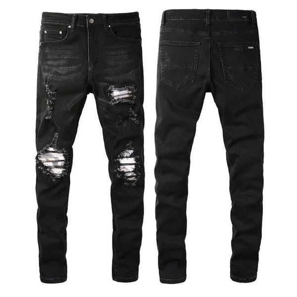 

2022 new fashion mens designer jeans ripped denim pants luxury hip hop distressed zipper trousers for male798264h, Blue