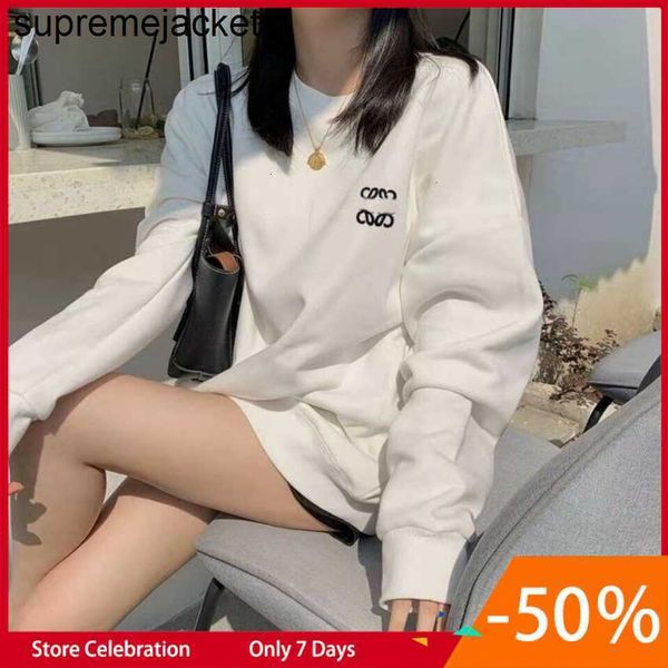 

autumn and winter ins hoodies sweatshirts loe pure cotton embroidery men's sweater couple round neck bottoming loose men tracksuits bra, White