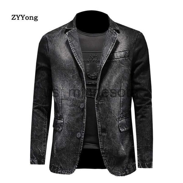 

men's jackets cotton men denim suit jacket single breasted pockets gray casual street spring autumn male outwear slim man cowboy blazer, Black;brown