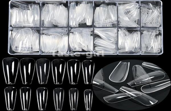 

false nails 504pcsbox 12 sizes clear acrylic fake coffin full cover nail tips set supplies for professionals designer4127343, Red;gold