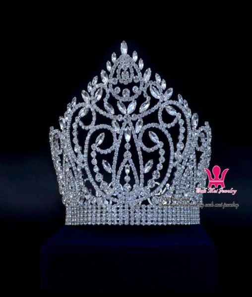 

large shining pageant crown tiara miss beauty queen princess hairwear jewelry accessories party prom night clup show headdress 0219234110, White;golden
