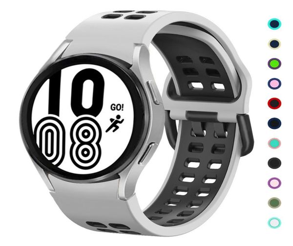 

20mm no gaps band for samsung galaxy watch sport silicone bracelet galaxy watch 5 pro 45mm pro strap3173488, Black;brown