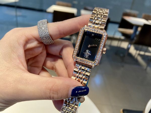 

26mm brand women watches fashion square ladies quartz watch bracelet green dial simple rose gold dial mesh luxury diamond women watches, Slivery;golden