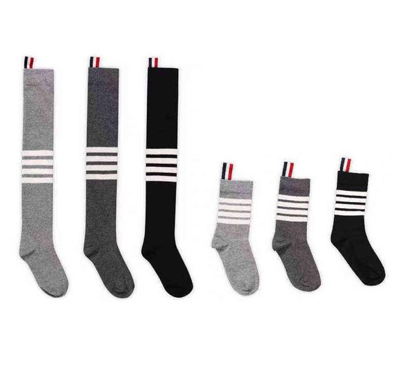 

fashion brand t b socks net red asymmetric middle tube sockings with four bars a the knee sock tb academic style knee length women's st, Black