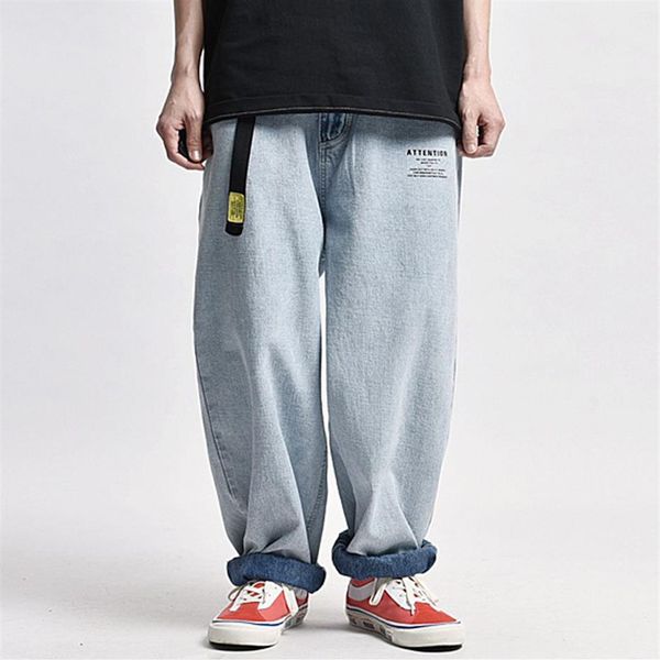 

washed baggy jeans men's streetwear lazy casual wide-leg denim pants loose straight trousers men old school dad jeans284g, Blue