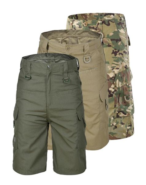 

men tourism hiking shorts quick dry large multi pocket loose outdoor climbing training tactical camouflage cargo short trousers6615932, Black;green