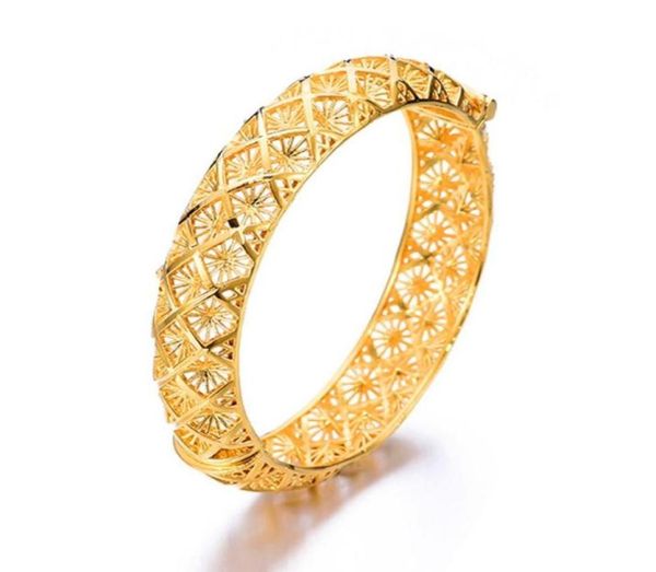 

women bangle hollow buckle bracelet 18k yellow gold filled fashion jewelry girlfriend lady bangle wedding party gift dia 60mm605106905293, Black
