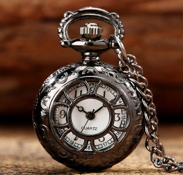 

pocket watches black quartz watch fashion vintage women small alloy retro hollow out flowers pendant clock gift for6055513, Slivery;golden
