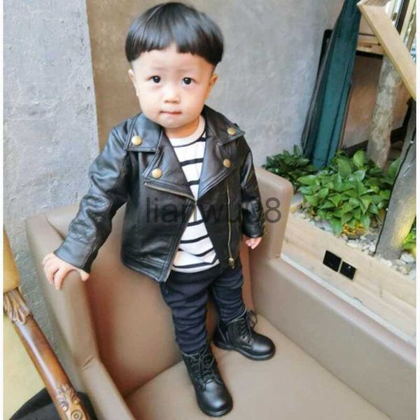 

jackets fashion baby boy leather jackets pu short coat for boys outerwear cloth infant baby jacket spring newborn coats new x0811, Blue;gray