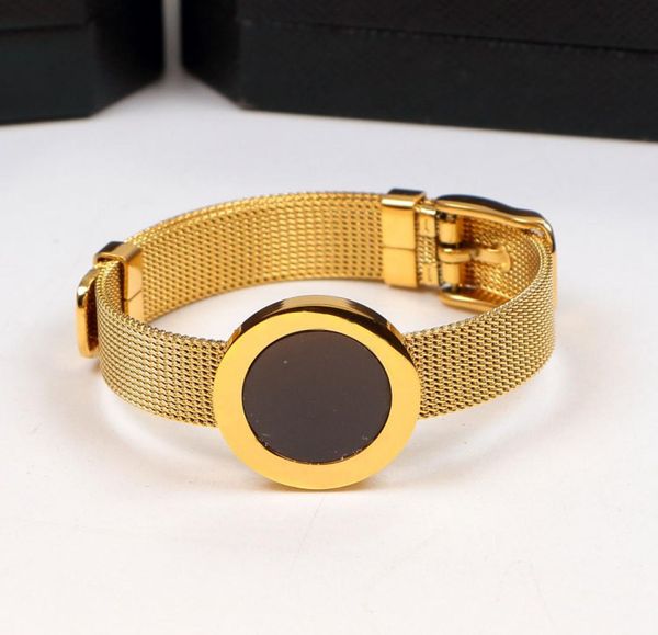 

luxury designer mens bracelets womens link bangles chains gold silver plated hip hop watch strap bracelet lovers gold net gifts3848256, Black